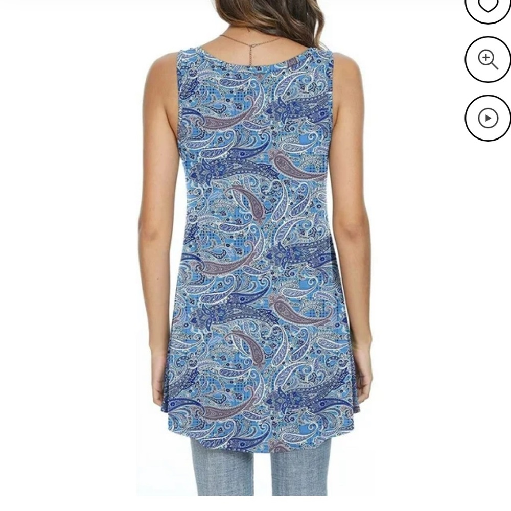 Blue Paisley Sleeveless Women's Top - Picture 5 of 5